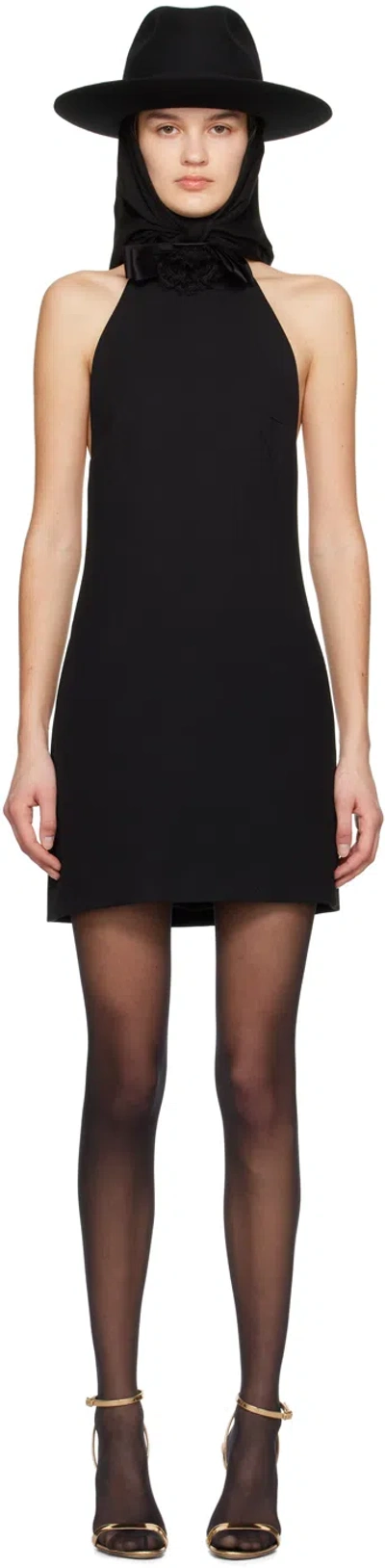 Dolce & Gabbana Black Halter Neck Minidress In N0000 Nero