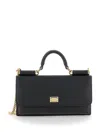 Dolce & Gabbana Black Handbag With Logo Plaque In Grained Leather Woman In Black