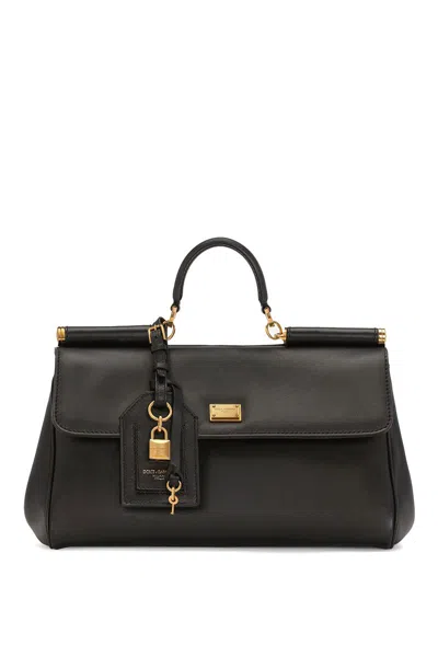 Dolce & Gabbana Black Handbag With Padlock Detail And Adjustable And Removable Shoulder Strap In Leather Woman