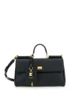 Dolce & Gabbana Black Handbag With Padlock Detail And Adjustable And Removable Shoulder Strap In Leather Woman In Black