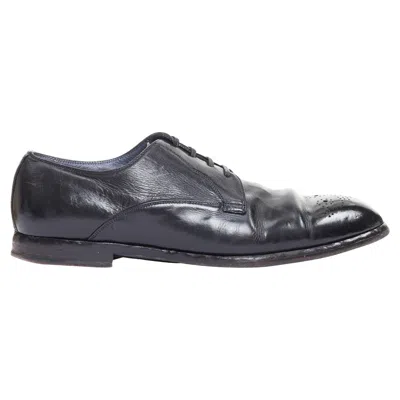 Pre-owned Dolce & Gabbana Dolce Gabbana Black Hard Leather Perforated Toe Brogue Loafers Uk7 Eu41