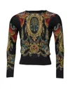 Dolce & Gabbana Black Heraldic Dg Silk Round Neck Pullover Sweater