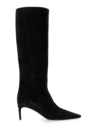 DOLCE & GABBANA BLACK HIGH BOOTS WITH DG LOGO
