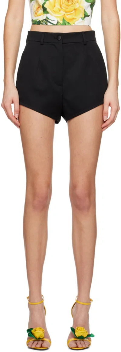 Dolce & Gabbana Black High-rise Shorts In N0000 Nero