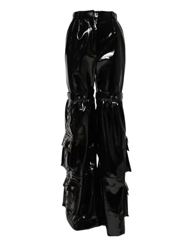 DOLCE & GABBANA BLACK HIGH WAIST CARGO BOOTCUT PANTS