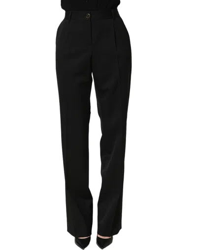 Dolce & Gabbana Black High Waist Straight Dress Trouser Women's Pants