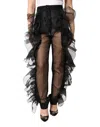Dolce & Gabbana Black High Waist Tulle Wool Trouser Pants In Black