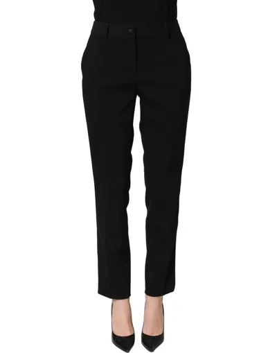 Dolce & Gabbana Black Highwaist Straight Dress Trouser Women's Pants
