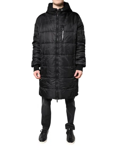 Pre-owned Dolce & Gabbana Black Hooded Parka Winter Men Coat Men's Jacket ()