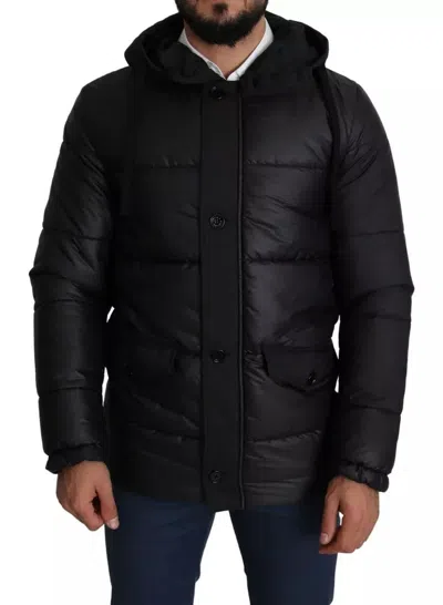 Pre-owned Dolce & Gabbana Black Hooded Polyester Men Coat Puffer Men's Jacket ()