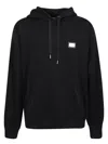 Dolce & Gabbana Black Hoodie With Plated Logo On The Chest In Black