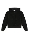 DOLCE & GABBANA BLACK HOODIE WITH VELVET LOGO MOTIF