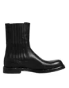 Dolce & Gabbana Black Horse Leather Mid Calf Boots Men Shoes