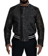 Dolce & Gabbana Houndstooth-pattern Distressed Bomber Jacket In Black
