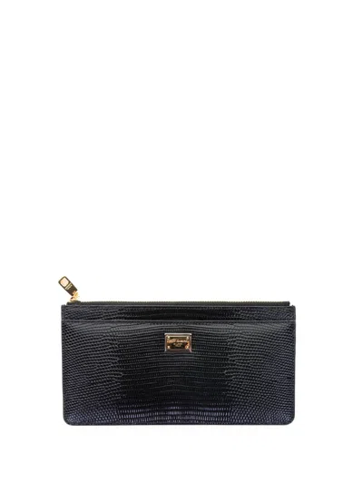 Dolce & Gabbana Black Iguana-printed Leather Card Holder