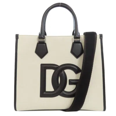 Pre-owned Dolce & Gabbana Black Ivory Canvas Tote Bag ()