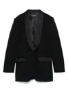Dolce & Gabbana Black Jacket With Deep V-neckline And Satin Lapels In Black