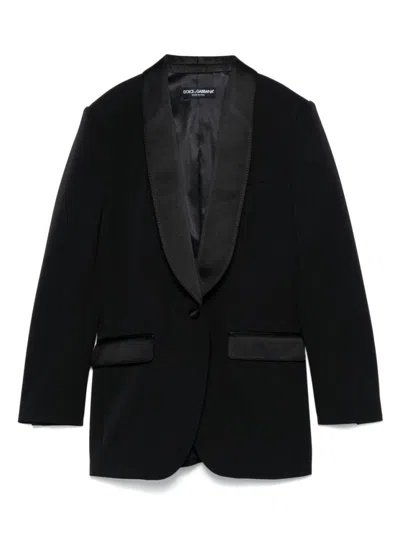 Dolce & Gabbana Black Jacket With Deep V-neckline And Satin Lapels