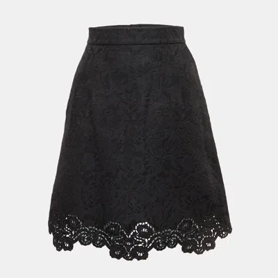 Pre-owned Dolce & Gabbana Black Jacquard A- Line Short Skirt Xs