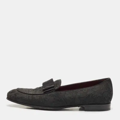 Pre-owned Dolce & Gabbana Black Jacquard Baroque Slip On Loafers Size 40