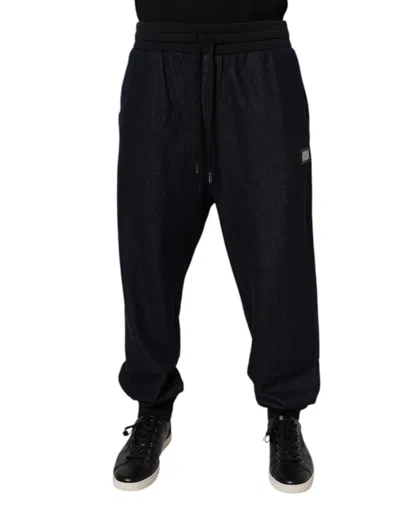 Dolce & Gabbana Black Jacquard Cotton Jogger Sweatmen's Men's Pants