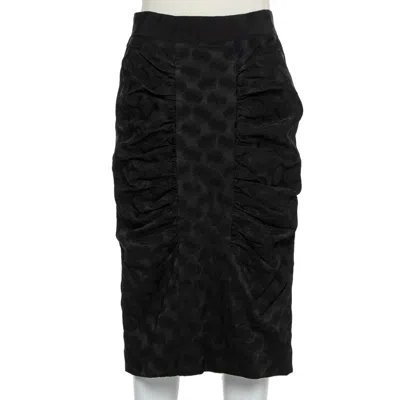 Pre-owned Dolce & Gabbana Black Jacquard Draped Detail Pencil Skirt L