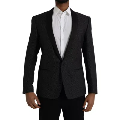 Pre-owned Dolce & Gabbana Black Jacquard Martini Single Breasted Coat Men's Blazer ()
