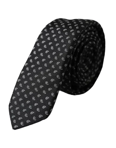 DOLCE & GABBANA DOLCE & GABBANA BLACK JACQUARD PATTERNED SILK ADJUSTABLE MEN MEN'S TIE