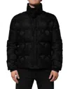 Dolce & Gabbana Black Jacquard Quilted Puffer Bomber Jacket In Black