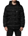 Dolce & Gabbana Black Jacquard Quilted Puffer Hooded Jacket In Black