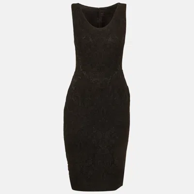 Pre-owned Dolce & Gabbana Black Jacquard Sheath Dress S