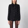 Dolce & Gabbana Black Shirt With Bow And Jacquard Dg Logo In Black