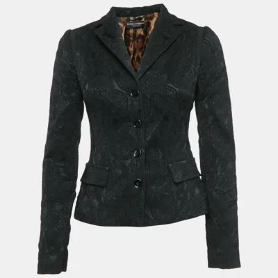 Pre-owned Dolce & Gabbana Black Jacquard Single Breasted Blazer S