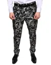 Dolce & Gabbana Black Jacquard Skinny Dress Pants In Black