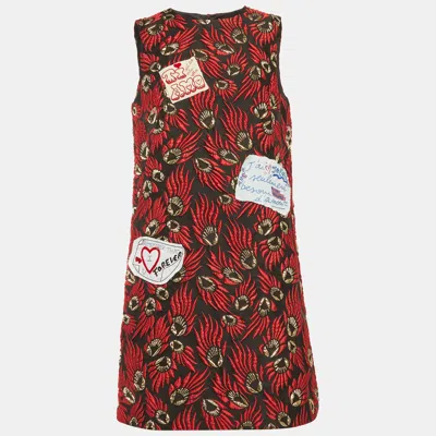 Pre-owned Dolce & Gabbana Black Jacquard Sleeveless Mini Dress L