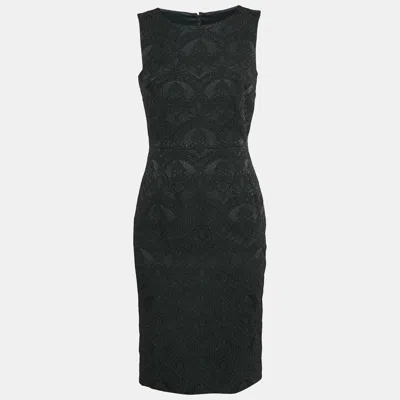 Pre-owned Dolce & Gabbana Black Jacquard Sleeveless Short Dress S