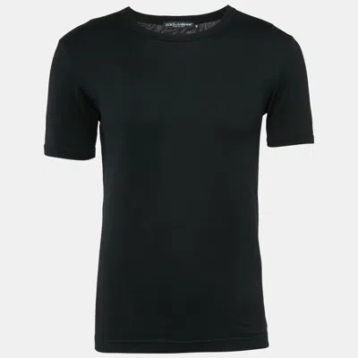 Pre-owned Dolce & Gabbana Black Jersey Crew Neck T-shirt Xs