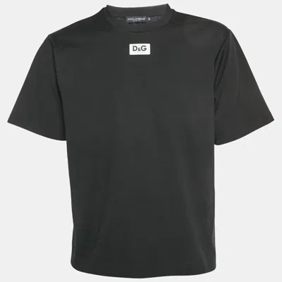 Pre-owned Dolce & Gabbana Black Jersey Logo Detail Crewneck T-shirt S