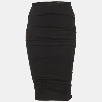 Pre-owned Dolce & Gabbana Black Jersey Ruched Pencil Skirt S