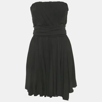 Pre-owned Dolce & Gabbana Black Jersey Strapless Flared Mini Dress S