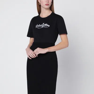 Dolce & Gabbana Black Jersey T-shirt With Embroidery