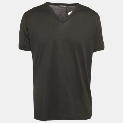 Pre-owned Dolce & Gabbana Black Jersey V-neck T-shirt Xxl