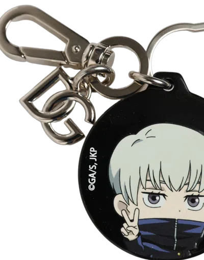 Dolce & Gabbana Black Kaisen Toge Inumaki Charm Metal Keychain Keyring Polyester Zamak Steel Brass