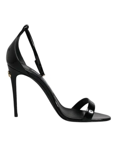 DOLCE & GABBANA BLACK KEIRA HEELS ANKLE STRAP SANDALS SHOES