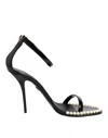 Dolce & Gabbana Black Keira Pearl Embellished Sandals Shoes In Black