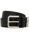 Dolce & Gabbana Calfskin Belt With Lettering In Black