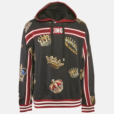 Pre-owned Dolce & Gabbana Black King Crown Print Cotton Hoodie Xl