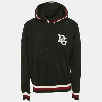 Pre-owned Dolce & Gabbana Black King Print Cotton Knit Hoodie Xl