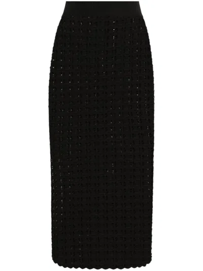 Dolce & Gabbana Black Knitted Midi Skirt