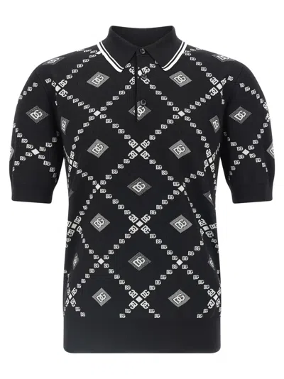 Dolce & Gabbana Men Knitted Polo Shirt In Black
